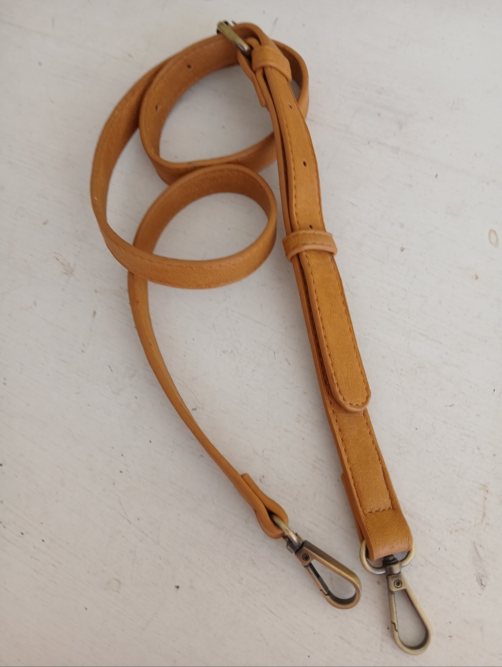 Tan Orange Crossbody Strap with Antique Brass Clips